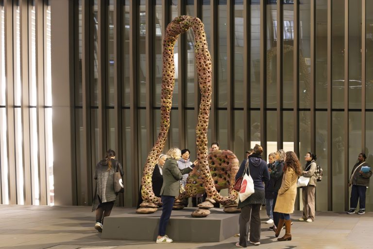 A Walk to Mark the Turning of the Light, Sculpture in the City 14th Edition Activation Programme, London Sculpture Week. Artwork: Looping Loop, 2025, Andrew Sabin. Photo: Lubka Gangarova